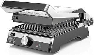 جريل كهربائي (Contact Grill)، جريل صحي للعائلة، 2000 وات، أسود/فضي – ضمان دولي – CG2000-B5