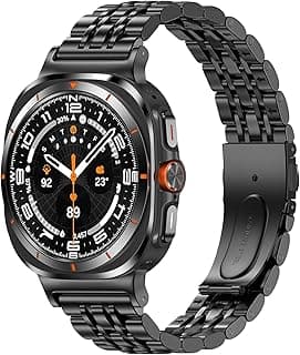 سوار متوافق مع ساعة سامسونج Galaxy Watch Ultra مقاس 47mm، سوار معدني من الستانلس ستيل قابل للتعديل بديل لساعة Galaxy Ultra، مقاس 5.7 بوصة - 8 بوصة، هدية للرجال