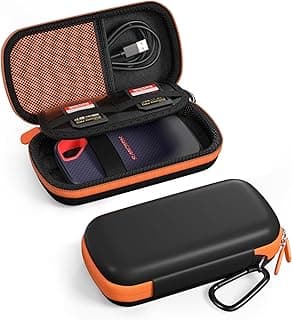 ProCase Hard Carrying Case for SanDisk Extreme/SanDisk Extreme Pro Portable External SSD, 500GB 1TB 2TB 4TB 8TB USB-C Solid State Drive, EVA Shockproof Travel Case with 2 SD Card Slots -OrangeBlack