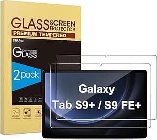 Tempered Glass Screen Protector for Samsung Galaxy Tab S9 Plus/Tab S9 FE Plus, Pack of 2 Protective Film for Samsung Tab S9+ / Tab S9 FE+ 9H Hardness Protective Glass with Frame Installation