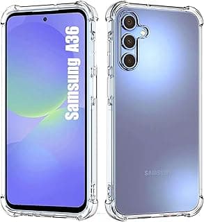 جراب لسامسونج A36، جراب لسامسونج Galaxy A36، شفاف [مضاد للصدمات] [حماية عسكرية] زوايا معززة، جراب TPU مرن ونحيف لهاتف A36، شفاف