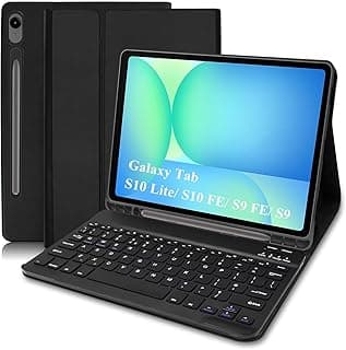 Case with keyboard for Samsung Galaxy Tab S10 Lite/ S10 FE 10,9" 2025/ S9 FE 10.9" / S9 11", Smart Case with Bluetooth Keyboard [UK layout] for Samsung Tab S10 FE / S10 Lite/ S9 FE / S9, Black