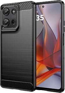 phone case motorola moto G75 Carbon Silicone Case Original Flexible Slim Enhanced Durable Anti-Shock Protector for moto G75 (Black)