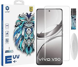 Dl3 Mobilak Li-to Screen Protector Vivo V50 5G / Vivo V50E [Liquid UV Tempered Glass] Full Screen adhesive [Sensitive Touch][Fingerprint Sensor Compatible] HD Transparent