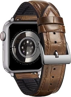 سوار جلد متوافق مع ساعة ابل مقاس 45mm 44mm 49mm 42mm 41mm 40mm 38mm هجين مع سيليكون