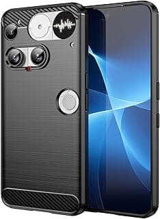 جراب TPU من ألياف الكربون مضاد للبصمات والصدمات متوافق مع Nothing Phone 3 (أسود)