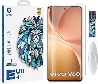 واقي شاشة Dl3 Mobilak Li-to لهاتف فيفو V60 5G [زجاج مقوى UV سائل] لاصق كامل للشاشة [لمس حساس] [متوافق مع بصمة الإصبع] شفاف HD