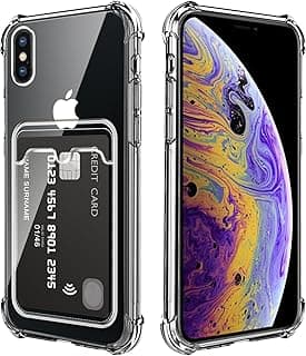 DEVASO Case for iPhone X/Xs with Card Holder Transparent Crystal TPU Silicone Protective Case Scratch-Resistant Mobile Phone Case Plastic Case