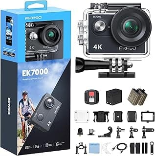 EK7000 4K30FPS 20MP WiFi Action Camera with EIS Ultra HD Underwater Camera 131FT Waterproof Camera Remote Control 4X Zoom Support External Microphone Black
