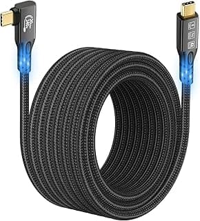 USB C 3.2 Gen2x2 20Gbps Cable, 90Degree USB C 4K@60Hz UHD Video 5A/240W PD3.1 Fast Charge Cord with E-Marker Compatible with Thunderbolt 3/4 (90D 20G 240W 3M)