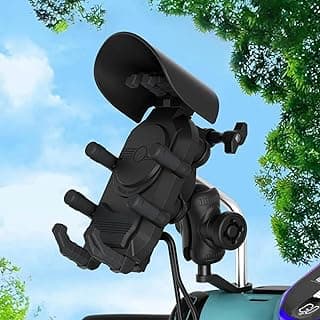 Motorcycle & Bicycle Phone Mount Holder - [Dual Vibration Dampener] [Anti Shake] -Upgrade Bike Phone Mount, Fit iPhone 17/16 /15/14/ 13, 8 Arms and Claws (Rearview Mirror) Sold by Quality Valley
