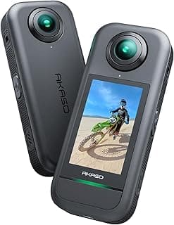 360° Action Cam - 5.7K 72MP 360 Degree Action Camera with Dual 1/2 Inch 48MP Sensors, 2.29 Inch Touch Screen, Invisible Selfie Stick Effect, 360° Horizon Lock, AI Tracking, 2 x 1350 mAh Battery