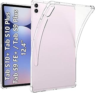 جراب لسامسونج Galaxy Tab S10+ Plus /S9 FE+ /S9+ Plus مقاس 12.4 بوصة، غطاء شفاف من السيليكون TPU مع حماية للزوايا
