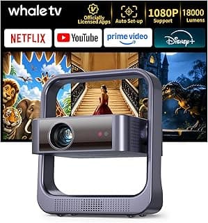 بروجيكتور ذكي صغير مع واي فاي وبلوتوث، تركيز تلقائي، دعم 4K، حامل 270 درجة