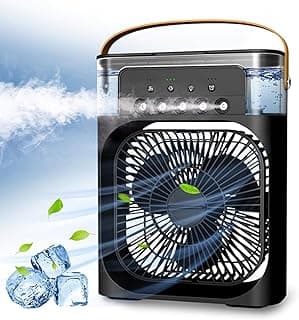 SHENGYI Portable Air Conditioner Fan, Mini Personal Evaporative Air Cooler Oscillation/Humidifier/Timing Function, Desktop Misting Fast Cooling Fan With Led Light For Room Office Camping (Multicolor)