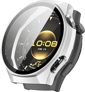 جراب متوافق مع هواوي Watch GT 6 Pro 46 mm، بلاستيك PC مع طبقة حماية للشاشة، حماية كاملة مضادة للخدش، فضي مطفي