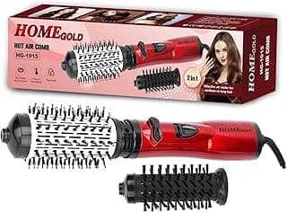HG-1915 2-in-1 Rotating Blow Dryer and Hot Air Comb, Thermal Styling Brush with 2 Interchangeable Heads, 360° Rotation, Multiple Heat Settings