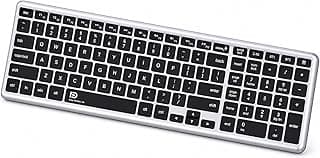 كيبورد لاسلكي مزدوج الوضع FD K602T - بلوتوث 5.0/3.0 و 2.4 جيجاهرتز، يدعم أجهزة متعددة، كيبورد كامل الحجم نحيف جداً مع لوحة أرقام (أسود)