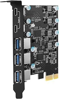 بطاقة USB بمنفذ PCIe بـ5 منافذ لتوصيل الطاقة USB 3.0 5 جيجابايت في الثانية بطاقة توسيع PCI اكسبرس (3 منافذ نوع A و2 منفذ من النوع C) شحن سريع للكمبيوتر المكتبي