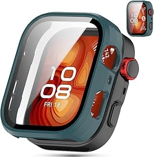 Case Compatible with Huawei Watch Fit 4 Pro, Full Coverage Slim Hard Case Protective Bumper Built-in Tempered Glass Screen Protector Shell for Huawei Watch Fit 4 Pro (Green)