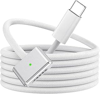 كابل 140W USB-C الى Magnetic 3، كابل شحن سريع مغناطيسي 6.6 قدم لاجهزة MacBook Pro 14 16 بوصة و MacBook Air 13 15 بوصة، كابلات مجدولة بشحن سريع ومؤشر LED