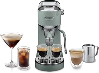 Dedica Duo EC890.GR, Traditional Barista Pump Machine, Espresso and Cold Coffee, Manual Coffee Machine with My LatteArt Steam Wand, 6" Wide, 2 Espresso, Touchscreen