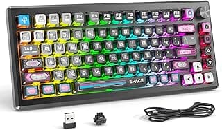 كيبورد ميكانيكي لاسلكي K732، هيكل ألومنيوم مؤكسد، كيبورد جيمنج RGB بنمط Cyber Mecha، مفاتيح خطية مشحمة مسبقاً، 75% ثلاثي الوضع قابل للتبديل السريع للكمبيوتر