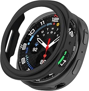 Full Coverage Case with Screen Protector Compatible with Samsung Galaxy Watch 8 44mm PC and Real Glass Protective Case Cover Smart Watch Accessories(Smooth Black)