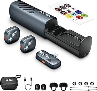 غودوكس ميكروفون كيوب اس ال كيت 2 ميني لايفون، ميكروفون لاسلكي 2.4G (2 TX+ 1 RX+حافظة شحن)، خاصية الغاء الضوضاء، جودة صوت 48 كيلو هرتز/24 بت، مدة 30 ساعة، يدعم ابل فايند ماي وظيفتي