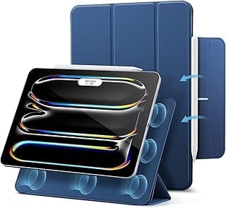 for iPad Pro 11 Inch Case M4(2024, 5th Gen), Powerful Magnetic Attachment, Slim Trifold Stand Case, Supports Pencil Pro and Pencil(USB-C), Durable Protection, Rebound Series, Navy Blue