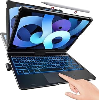 جراب تاتش لجهاز iPad Pro 11 موديل 2020 مع كيبورد وتاتش باد - نمط Magic Keyboard، متوافق مع قلم ابل، كيبورد بإضاءة خلفية (أسود)