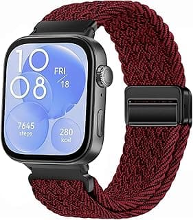 Braided Strap for Huawei Watch Fit 4 / Fit 4 Pro/Fit 3 Bracelet, Quick Release Adjustable Nylon Sport Elastic Loop Band, Anti-Slip Magnetic Buckle Stretchy Nylon Strap
