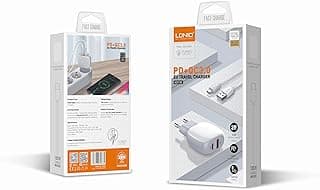 A2313C Mobile Phone Charger EU Plug With Cable From Type C To Lightning And USB Type C Ports 20W - White
