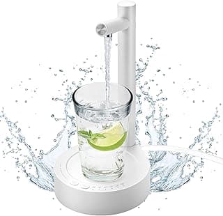 Desktop Water Bottle Dispenser, Smart 6 Levels Table Top Water Dispensers for 5 Gallon & Universal Bottles, USB Portable Charging Automatic Water Jug Dispenser for Home,Office,Outdoor(White)