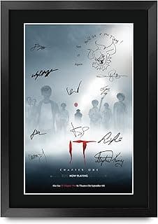 لوحة فنية مطبوعة لفيلم IT Chapter One مع توقيعات طاقم العمل، مقاس A3 بإطار