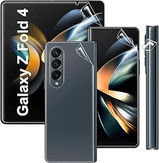 [مجموعة 4 قطع] ELMO3EZZ حماية شاشة لهاتف سامسونج Galaxy Z Fold 4، حماية كاملة HD خارجية + فيلم TPU داخلي مرن + حماية خلفية [مضاد للخدش] [بدون فقاعات]