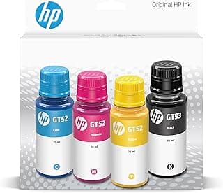 زجاجة حبر HP GT52 (ألوان CMY) وGT53XL عبوات من اتش بي، أسود، 4 قطع