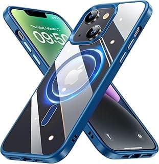 جراب Dl3 Mobilak مغناطيسي شفاف كريستالي لـ iPhone 13 (6.1 بوصة) Magsafe [لا يصفر] [حماية عسكرية] [مغناطيس قوي] جراب موبايل نحيف - أزرق
