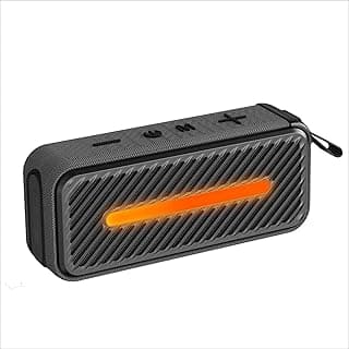مكبر صوت بلوتوث محمول مع اضاءة محيطية ملونة، طاقة خرج 10 واط، بطارية 1800mAh، دعم بطاقة تي اف، مدخل AUX، مكالمات بدون استخدام اليدين، جودة صوت هاي فاي، صوت نقي، جهير هافي، اسود