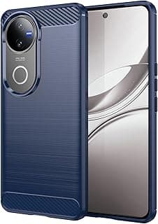 جراب موبايل متوافق مع Vivo V50 5G جراب سيليكون كربون مرن ونحيف ومتين ومضاد للصدمات لـ Vivo V50 5G (ازرق)