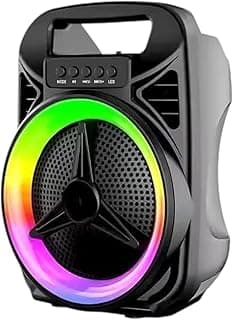 سماعة جيمنج RGB للحفلات لاسلكية محمولة بلوتوث تدعم USB، كارت ميموري، راديو FM و AUX، ريموت كنترول، مدخل ميكروفون، إضاءة ديناميكية (605)