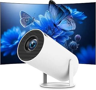 جهاز بروجكتور صغير محمول 4K 1080P FHD متوافق مع اندرويد 11 ونتفليكس يدعم واي فاي 6، بلوتوث 5.0، دوران 180 درجة، جهاز بروجكتور للعرض المسرح المنزلي الصغير مع تصحيح تلقائي للانحراف