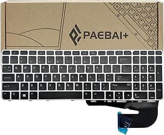 كيبورد لابتوب بديل بإضاءة خلفية متوافق مع اتش بي EliteBook 755G3 755G4 850G3 850G4 و Zbook 15U G3، إطار فضي