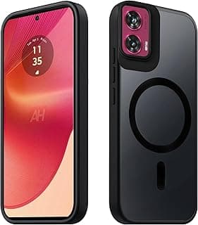 جراب مغناطيسي لهاتف Motorola Moto Edge 50 Fusion، جراب خلفي شفاف مطفي مضاد للخدش ومضاد للبصمات ومقاوم للصدمات من TPU، أسود
