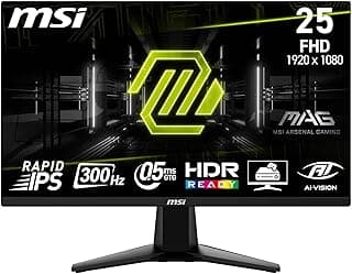 MSI Mag 255XF 24.5" FHD Gaming Monitor, 1920x1080 Fast IPS Panel, 300Hz / 0.5ms (GtG, min.) 120% sRGB, Frameless Design, HDR Ready, DisplayPort 1.4a, HDMI, Black