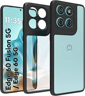 Case Cover Shockproof Hard PC Back Soft TPU Frame Matte Black Slim Protective Cover Compatible with Moto EDGE 60 FUSION (Clear)