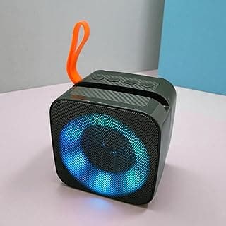 مكبر صوت بلوتوث لاسلكي محمول ثاندر بيت GN-10 - إضاءة ليد ار جي بي وصوت باس عميق ودعم USB/SD ومدخل ميكروفون ومكالمات بدون استخدام اليدين ومتوافق مع المساعد الصوتي