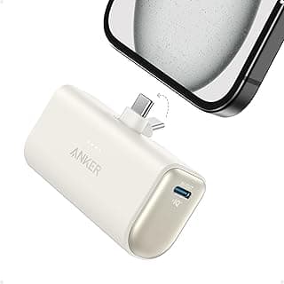 Portable Charger, Nano Power Bank with Built-in USB C Connector, 5,000mAh Portable Charger 22.5W, for iPhone 17/16/15 Series, Samsung S22/23 Series, iPad Pro/Air, AirPods, and More