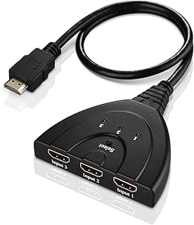 موزع HDMI بـ 3 منافذ، سويتش 3x1، صوت 3D، متوافق مع ابل تي في، كروم كاست، فاير تي في، HD-DVD، وستالايت