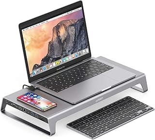 محطة إرساء 11 في 1 بمنفذ USB C، حامل لابتوب ألومنيوم مع شحن لاسلكي، 2 منفذ USB3.0، إيثرنت، شحن 100W، قارئ كروت